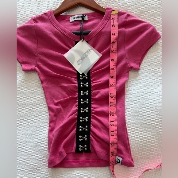 DAYDREAMER HOOK & EYE BABY TEE IN PINK COSMO - Picture 13 of 16